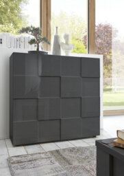 FurniComp LTD Furnicomp Lyon 2 Door Grey Gloss Tall Sideboard/highboard