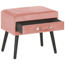 Beliani 1 Drawer Bedside Table Eurostar Corduroy Pink - thumbnail 6