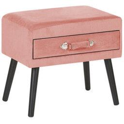 Beliani 1 Drawer Bedside Table Eurostar Corduroy Pink - thumbnail 5