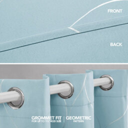 Deconovo Thermal Blackout Curtains, Silver Wave Line Foil Printed Eyelet Curtains For Bedroom, 52 X 54 Inch, Sky Blue, One Pair - thumbnail 2