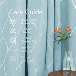 Deconovo Thermal Blackout Curtains, Silver Wave Line Foil Printed Eyelet Curtains For Bedroom, 52 X 54 Inch, Sky Blue, One Pair - thumbnail 7
