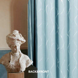 Deconovo Thermal Blackout Curtains, Silver Wave Line Foil Printed Eyelet Curtains For Bedroom, 52 X 54 Inch, Sky Blue, One Pair - thumbnail 5