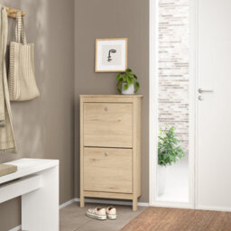 Furniture To Go Madrid Shoe Cabinet 2 Flap Doors In Jackson Hickory Oak - thumbnail 7