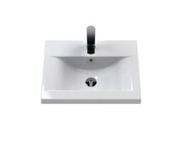 Nuie Havana Wall Hung 2-Drawer Unit & Mid-Edge Ceramic Basin, Modern Sink Vanity Unit In Midnight Blue With White Basin - thumbnail 6