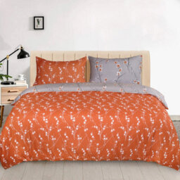 Ameha Printed Duvet Cover 2Piece Set With Matching Pillowcase Microfiber Floral Pattern Bedding Set Rust Flower Single (135X200Cm) - thumbnail 8