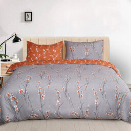 Ameha Printed Duvet Cover 2Piece Set With Matching Pillowcase Microfiber Floral Pattern Bedding Set Rust Flower Single (135X200Cm) - thumbnail 7