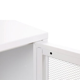 Wyld And Coco Novahome Bedside Table - Matt White Powder-Coated Steel, Mesh Door, Compact Nightstand (W45 X D35 X H51Cm) - thumbnail 7