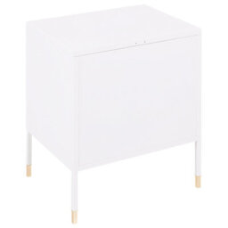 Wyld And Coco Novahome Bedside Table - Matt White Powder-Coated Steel, Mesh Door, Compact Nightstand (W45 X D35 X H51Cm) - thumbnail 6