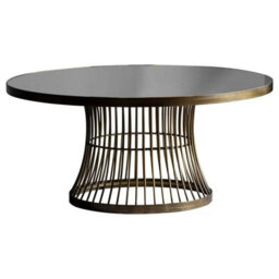Xample Gallery Pickford Bronze Coffee Table Black Glass Top Contemporary Soft Curved Edges Metal Frame Living Room Table - thumbnail 4