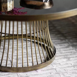 Xample Gallery Pickford Bronze Coffee Table Black Glass Top Contemporary Soft Curved Edges Metal Frame Living Room Table - thumbnail 3