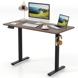 Home Office Desk Heavy-Duty Height Adjustable Brown - thumbnail 1