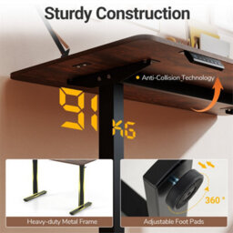 Home Office Desk Heavy-Duty Height Adjustable Brown - thumbnail 5