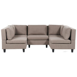 Beliani Modular U-Shape Sofa 5 Seater Unstad Fabric Brown