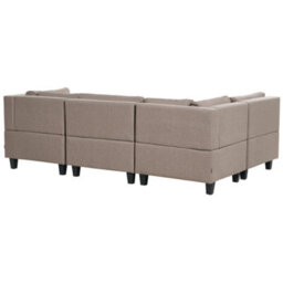 Beliani Modular U-Shape Sofa 5 Seater Unstad Fabric Brown - thumbnail 5