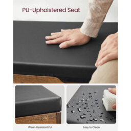 Shoe Bench Small Storage Cabinet Vintage Industrial Shoe Rack Padded Seat - thumbnail 2