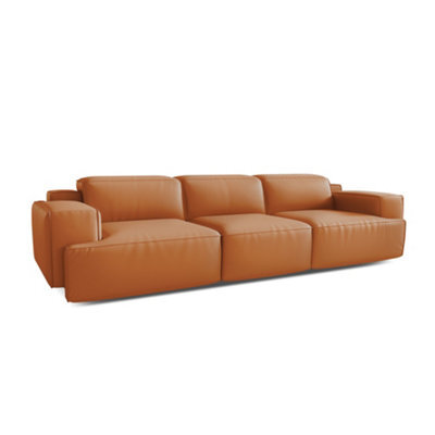 Valencia Valentina Leather Three Seats Recliner Sofa Cognac Nappa 11000 Leather Kiln-Dried Wood Adjustable Headrest - image 1