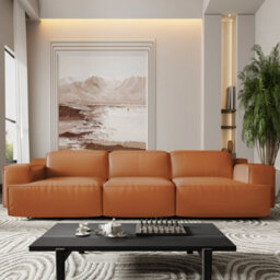 Valencia Valentina Leather Three Seats Recliner Sofa Cognac Nappa 11000 Leather Kiln-Dried Wood Adjustable Headrest - thumbnail 2
