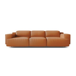 Valencia Valentina Leather Three Seats Recliner Sofa Cognac Nappa 11000 Leather Kiln-Dried Wood Adjustable Headrest - thumbnail 7
