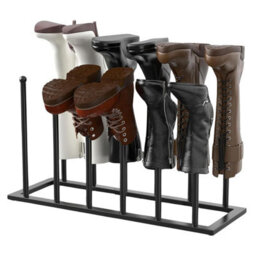 Welly Boot Rack - Metal Boot Organizer For Tall & Short Boots - Space Saving Design (Black- 6 Pair Rack) - thumbnail 3