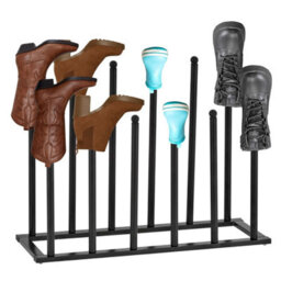 Welly Boot Rack - Metal Boot Organizer For Tall & Short Boots - Space Saving Design (Black- 6 Pair Rack) - thumbnail 2