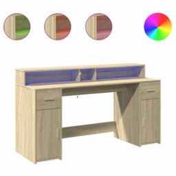 Walplus Desk With Led Lights Sonoma Oak 160X55X91 Cm Engineered Wood - thumbnail 2