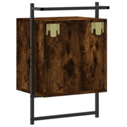 Berkfield Bedside Cabinet Wall-Mounted Smoked Oak 40X30X61 Cm Engineered Wood - thumbnail 8