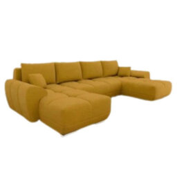 Logo U Corner Sofa Bed With Storage Reversible Side Velvet Upholstery Modern U Shaped Design Mustard - thumbnail 2