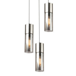 Luminosa Lighting Luminosa Annika Cluster Pendant Ceiling Light Nickel Matt Glass Shade 3X E27 - thumbnail 3