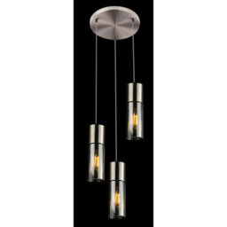 Luminosa Lighting Luminosa Annika Cluster Pendant Ceiling Light Nickel Matt Glass Shade 3X E27 - thumbnail 4