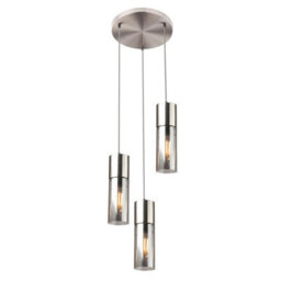 Luminosa Lighting Luminosa Annika Cluster Pendant Ceiling Light Nickel Matt Glass Shade 3X E27 - thumbnail 1