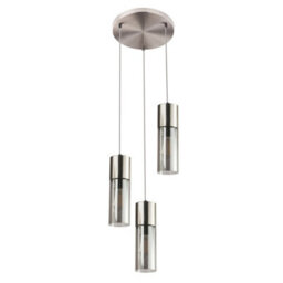 Luminosa Lighting Luminosa Annika Cluster Pendant Ceiling Light Nickel Matt Glass Shade 3X E27 - thumbnail 2