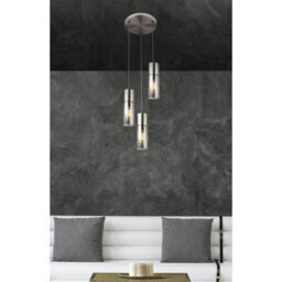 Luminosa Lighting Luminosa Annika Cluster Pendant Ceiling Light Nickel Matt Glass Shade 3X E27 - thumbnail 5