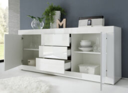 FurniComp LTD Furnicomp Selene 2 Door 3 Drawer White Gloss Sideboard - thumbnail 2