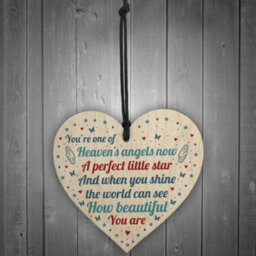 Red Ocean Baby Memorial Plaque Wooden Hanging Heart Sign Bereavement Miscarriage Stilllborn Baby Memorial Gifts For Mum Keepsake - thumbnail 2