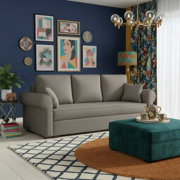 Olimpia Living Room Sofa Bed With Sleeping Function Bonell Springs Foam Hydrophobic Fabric 234X92X90 Cm Beige - thumbnail 1
