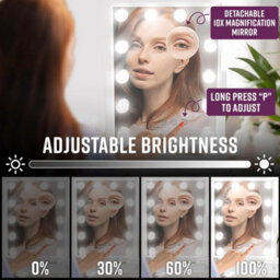 Globrite Hollywood Vanity Mirror With 12 Led Lights - 36L X 48W Cm Touch Screen Dimmable Makeup Mirror With Usb Charging - White - thumbnail 4