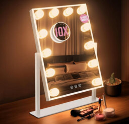 Globrite Hollywood Vanity Mirror With 12 Led Lights - 36L X 48W Cm Touch Screen Dimmable Makeup Mirror With Usb Charging - White - thumbnail 1