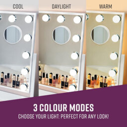 Globrite Hollywood Vanity Mirror With 12 Led Lights - 36L X 48W Cm Touch Screen Dimmable Makeup Mirror With Usb Charging - White - thumbnail 7