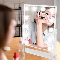 Globrite Hollywood Vanity Mirror With 12 Led Lights - 36L X 48W Cm Touch Screen Dimmable Makeup Mirror With Usb Charging - White - thumbnail 6