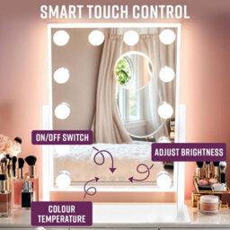 Globrite Hollywood Vanity Mirror With 12 Led Lights - 36L X 48W Cm Touch Screen Dimmable Makeup Mirror With Usb Charging - White - thumbnail 3