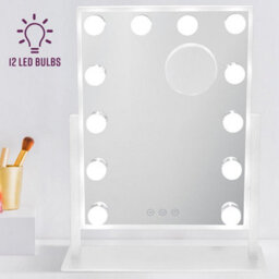 Globrite Hollywood Vanity Mirror With 12 Led Lights - 36L X 48W Cm Touch Screen Dimmable Makeup Mirror With Usb Charging - White - thumbnail 2