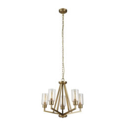 Luminosa Lighting Elstead Kichler Deryn Multi Arm Pendant Ceiling Light Natural Brass - thumbnail 2