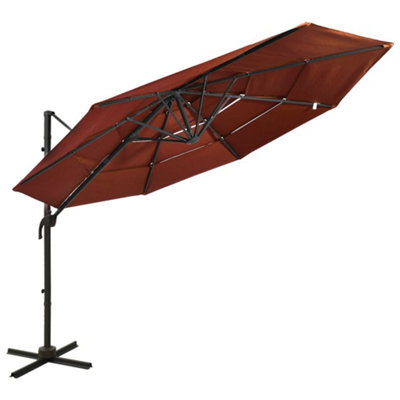 Walplus 4-Tier Garden Parasol With Aluminium Pole Terracotta 3X3 M - image 1