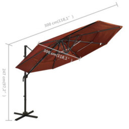 Walplus 4-Tier Garden Parasol With Aluminium Pole Terracotta 3X3 M - thumbnail 8
