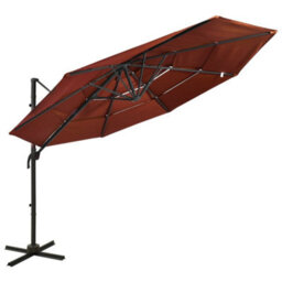 Walplus 4-Tier Garden Parasol With Aluminium Pole Terracotta 3X3 M - thumbnail 1