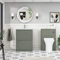 Royal Bathrooms Elmore 600mm Traditional Floor Standing 2 Drawer Bathroom Vanity Unit With Sintered Stone Basin Sink - Matt Green - thumbnail 4