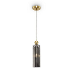 Luminosa Lighting Luminosa Antic Modern Slim Pendant Ceiling Light Gold, Glass Grey Shade - thumbnail 1