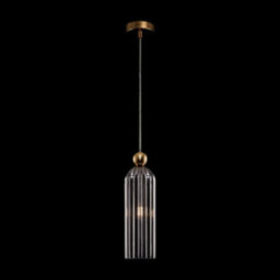Luminosa Lighting Luminosa Antic Modern Slim Pendant Ceiling Light Gold, Glass Grey Shade - thumbnail 2