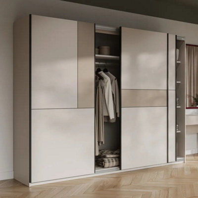 Arte Cube 270Cm Sliding Door Wardrobe - Cashmere, Expansive Storage With Serene Simplicity - image 1