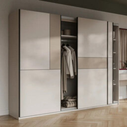 Arte Cube 270Cm Sliding Door Wardrobe - Cashmere, Expansive Storage With Serene Simplicity - thumbnail 1
